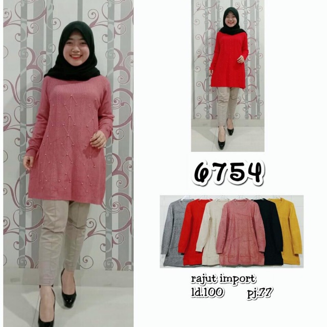 Tunik Rajut mutiara 6754