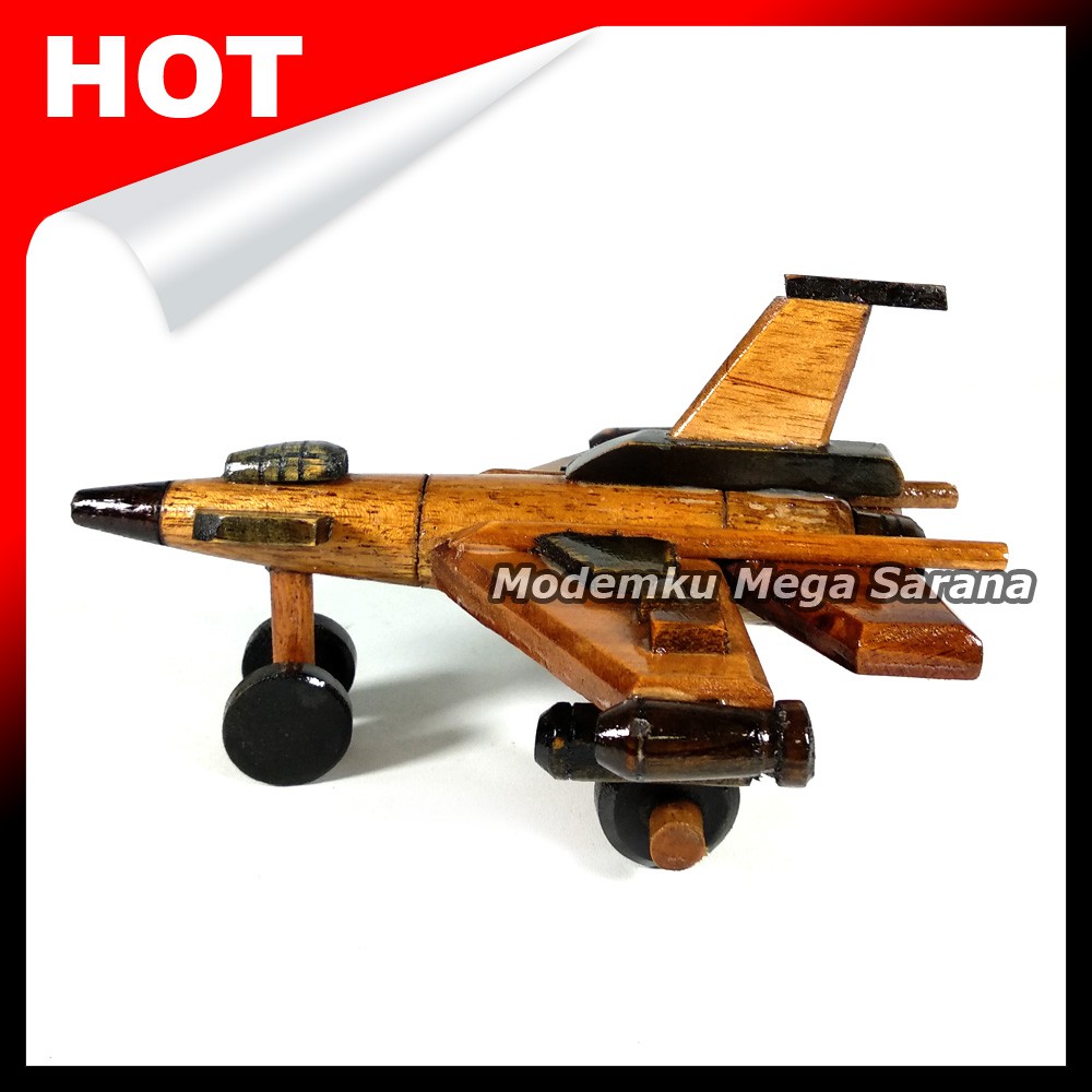 Diecast Miniatur Pesawat Tempur Kayu - Ukuran S Mini 16x14x9 cm