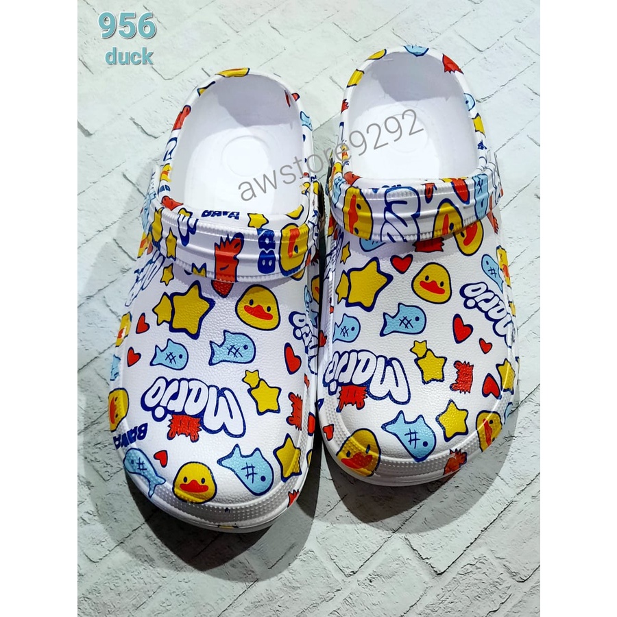 Motif MARIO DUCK 958 - HEMA Sandal Kodok Karet Anti Slip Empuk Model Printing Kartun Lucu ANAK