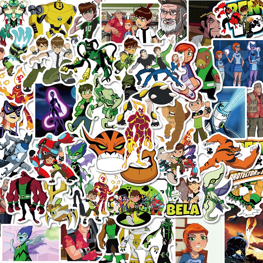 50Pcs Stiker Desain Kartun Anime Ben 10 Tahan Air Untuk Dekorasi Laptop Anak