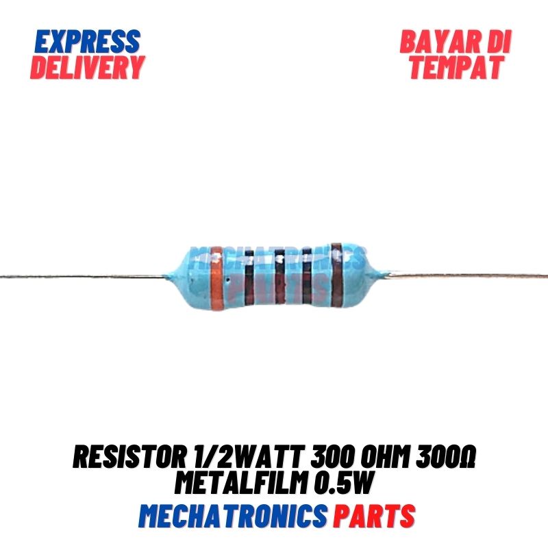 5 Buah Resistor 1/2Watt 300 Ohm 300Ω Metalfilm 0.5W