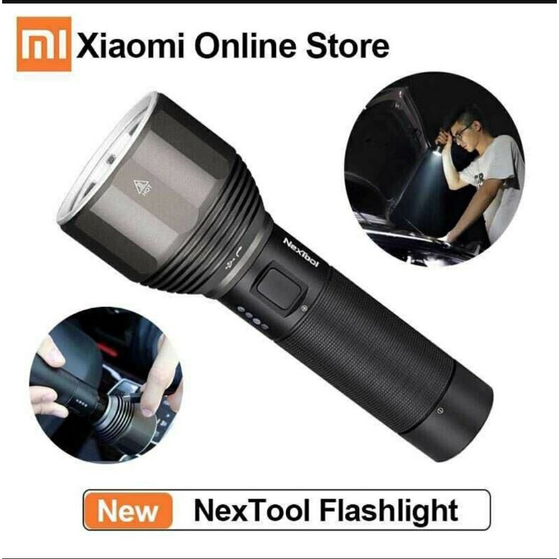 ORIGINAL Xiaomi NexTool Senter LED USB Rechargeable 2000 Lumens - NE0126 - Black
