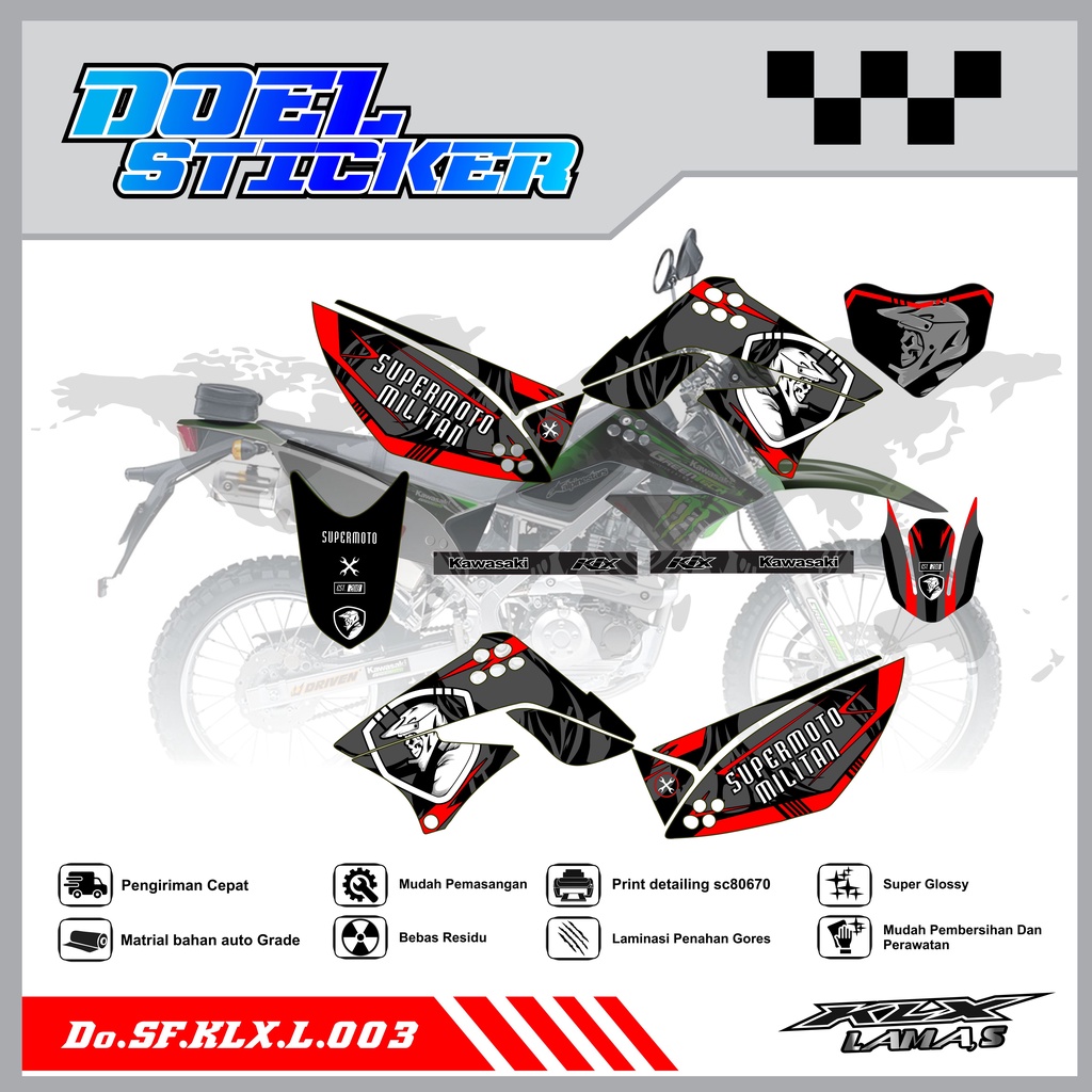 Sticker Striping Honda KLX L , S Lama List Variasi Hologram , Crome Doel 003