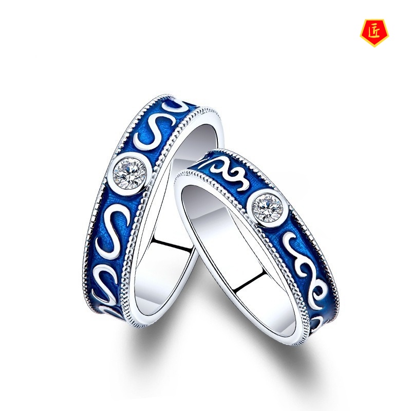 [Ready Stock]Vintage Blue Ring Fashion Personality Couple