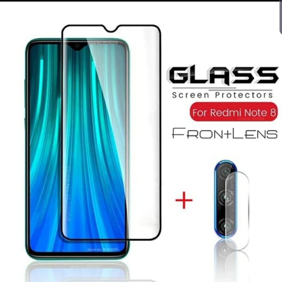 TEMPERED GLASS 9D REDMI NOTE 8 8 PRO + Tg Lensa Camera 2in1