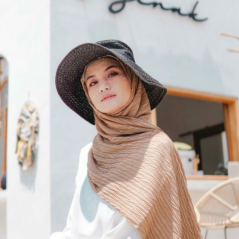 Pashmina plisket motif padi hijab jilbab axen