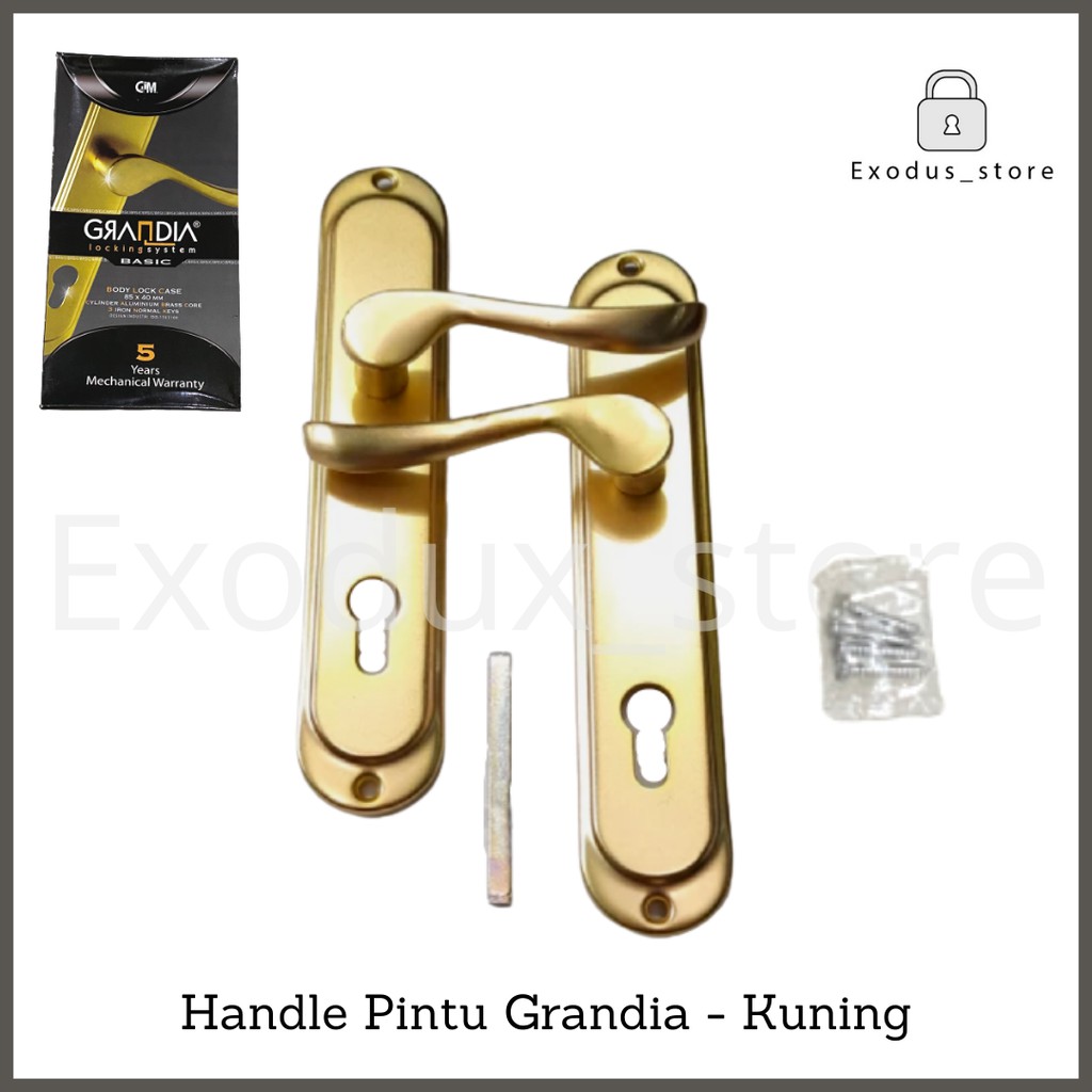 Premium (Mount) Handle / handel pintu rumah besar / kunci gagang pintu Grandia KUNING / perlengkapan