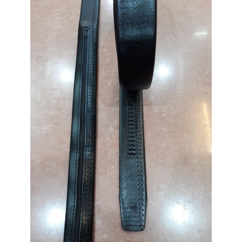 tali gesper kulit rel resleting dalam lebar 3.5 cm ikat pinggang belt sabuk murah hitam