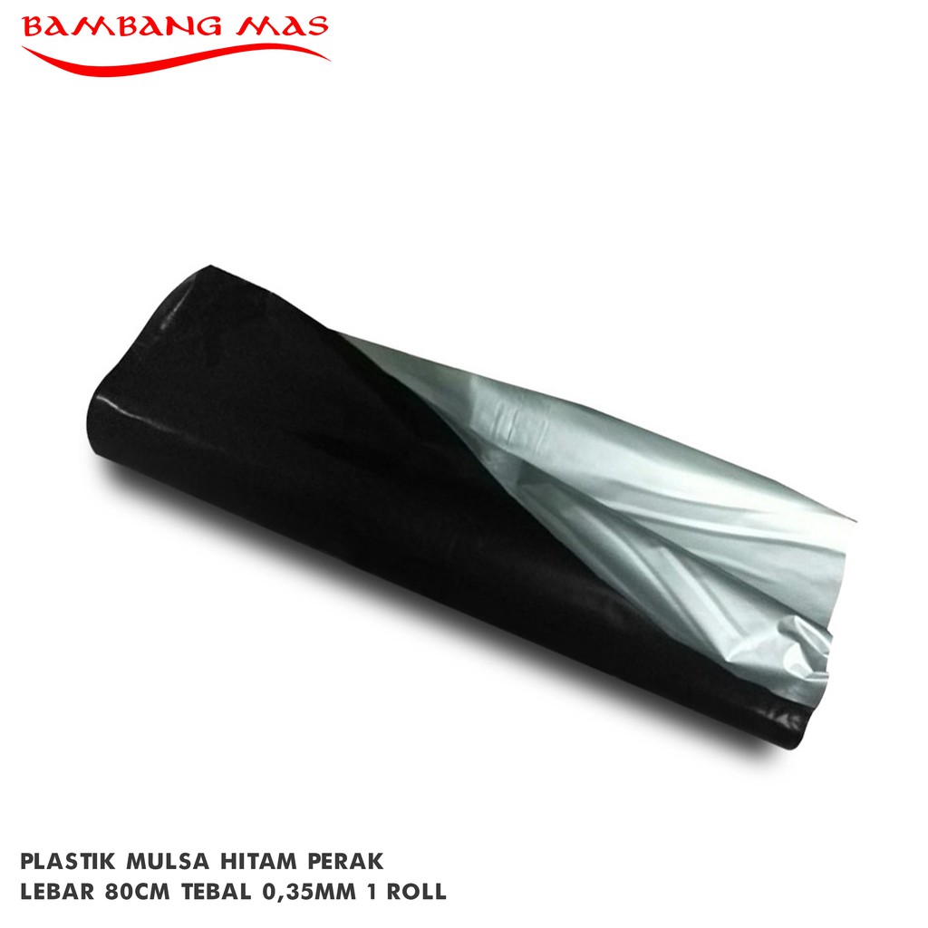 Plastik Mulsa Hitam Perak Lebar 80cm Tebal 0,35mm 1 Roll pertanian sawah kebun tanah hitam perak pac