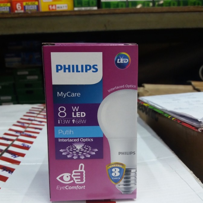 Philips Led Bulb MYCARE 8Watt Putih / Kuning