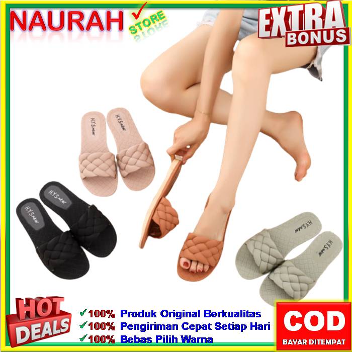 SANDAL HYS 2063 2 SENDAL JELLY WANITA SLOP MOTIF TALI KEPANG 100% ORIGINAL KUALITAS IMPORT NYAMAN EMPUK ANTI SLIP