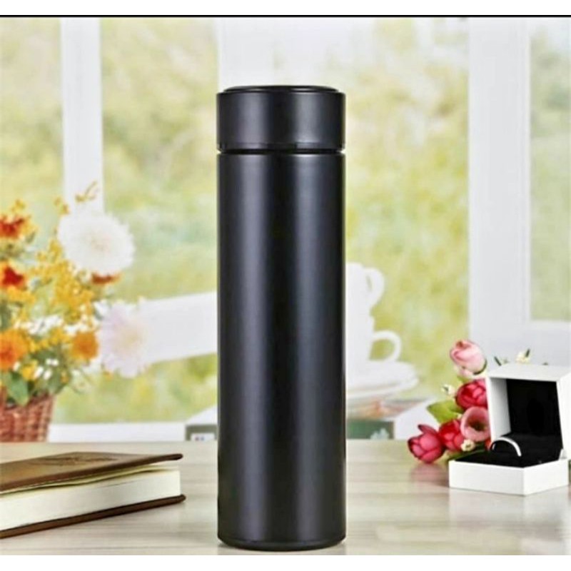 tumbler LED termos suhu 500ml termos panas botol tahan dingin tumbler digital angka botol minum-Hitam