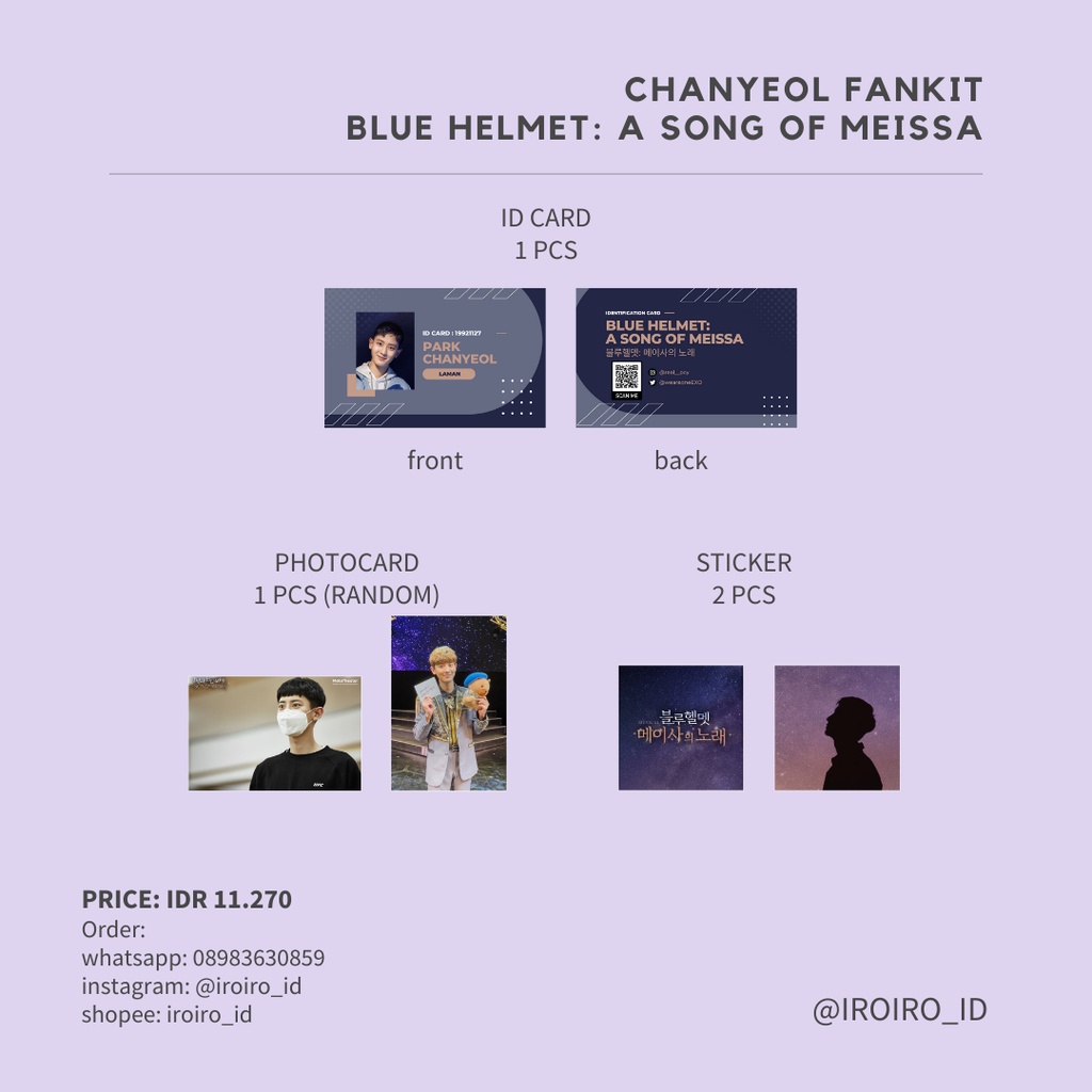 EXO Chanyeol Blue Helmet Meissa Song Fankit Fanmade