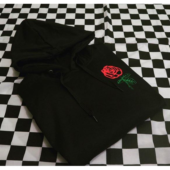 JAKET DISTRO HOODIE JUMPER ROSE BUNGA MAWAR MERAH - JAKET DISTRO UNIK LUCU