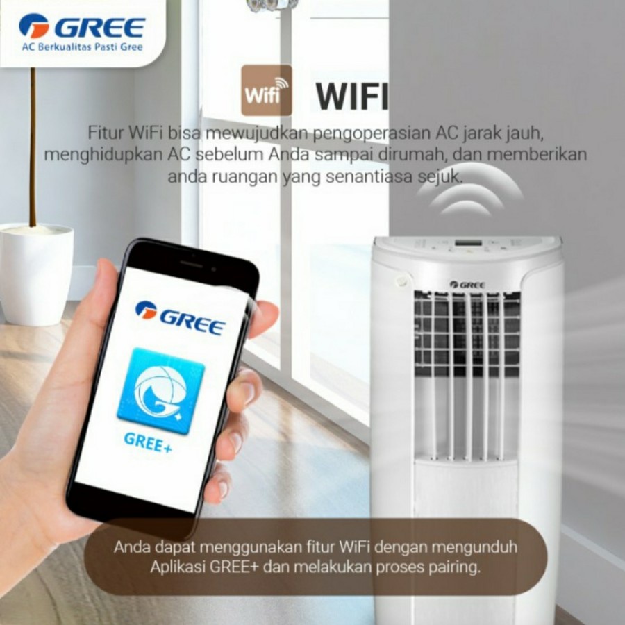 Gree GPC-P1 AC Portable 2in1 With Air Purifier 1PK 1.5PK Wifi Control Pendingin Ruangan Carbon Filter 6 Proteksi Ganda 360° Wheel Roda