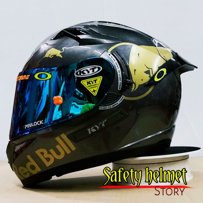 Kyt K2 RIDER- Modif paket Ganteng Redbull Helm full face Solid white double visor/helm dua kaca original-Redbull Gunmetal