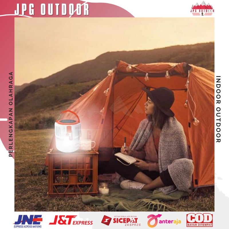 Lampu Lentera Tenda Camping LED Solar Charge Waterproof - Lampu Senter Emergency Multifungsi