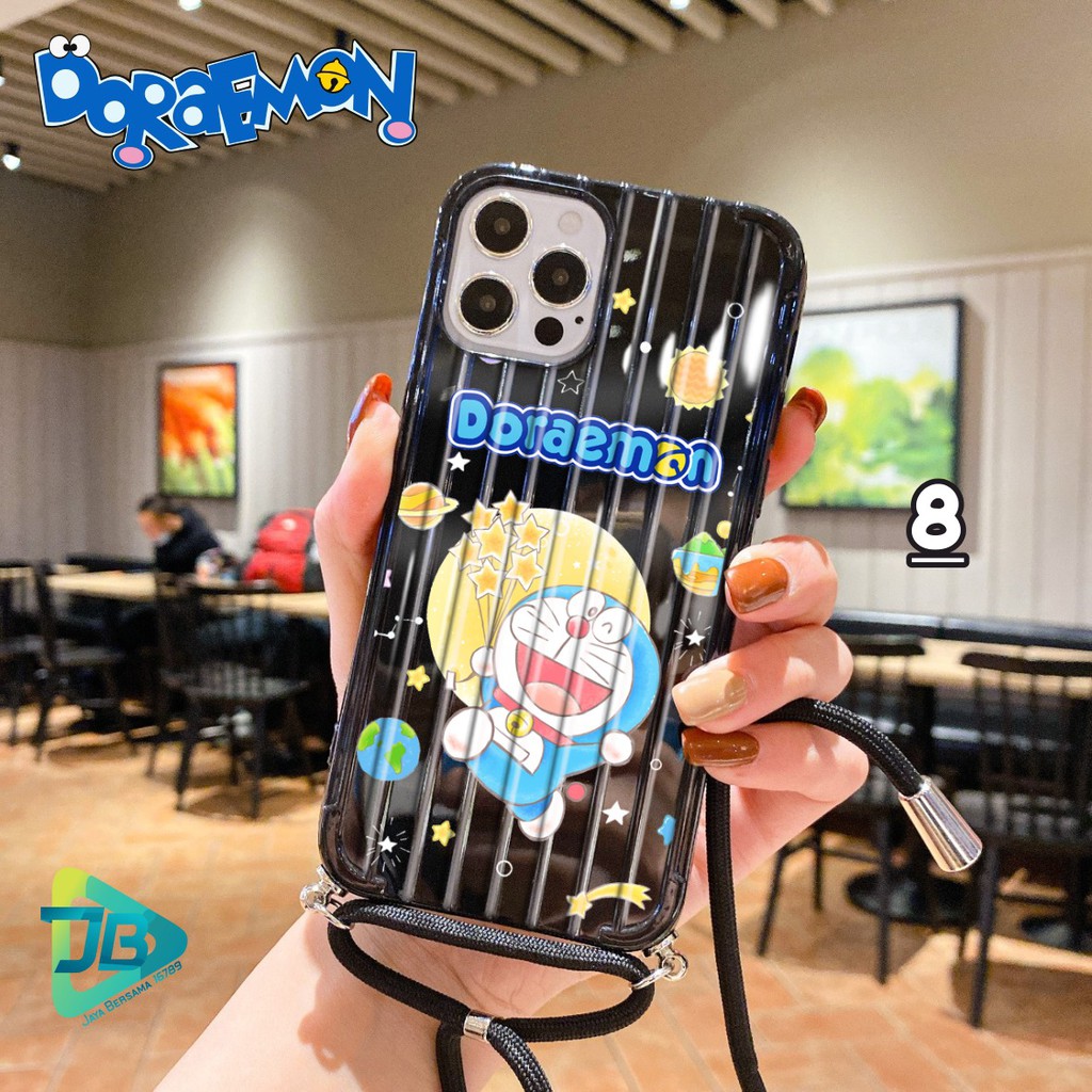 Softcase Koper Slingcase Lanyard DORAEMON Realme U1 X2 Xt C11 C12 C15 Pro JB3358