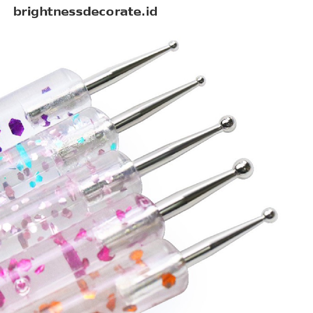 [birth] 5Pcs 2 Way Nail Art Dotting Painting Pen Manicure Nail Glitter Tools Dotting Pen [ID]