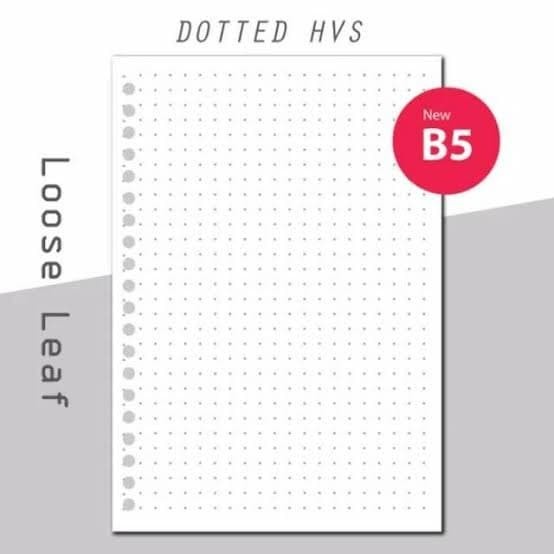 

kertas- kertas binder hvs dotted b5/26 holes loose leaf isi 50 lembar -kertas.
