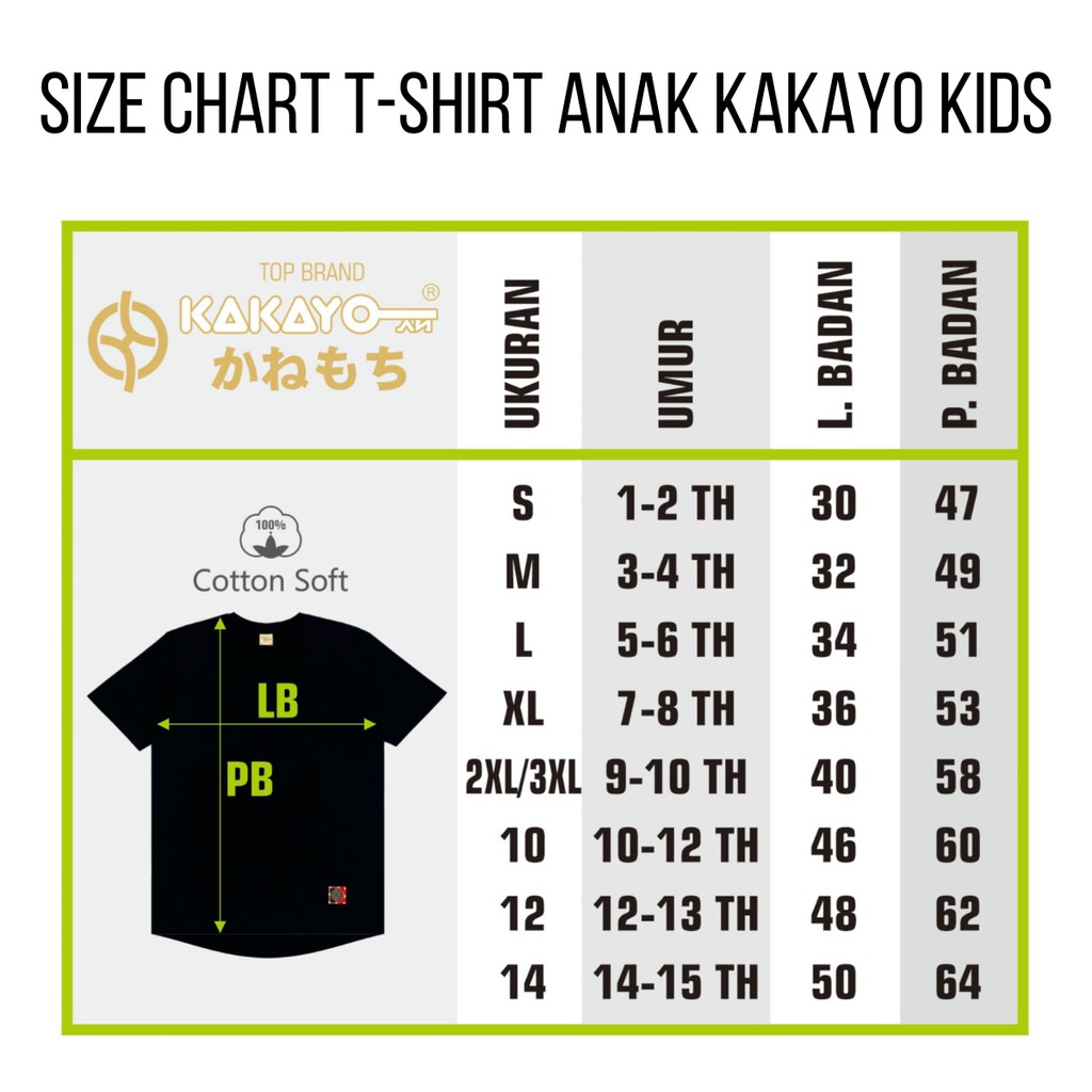 Kakayo Kids/kaos anak laki laki/Tshirt anak/Japan /Atasan/Baju anak cowok/Premium/sablon/100%Cotton
