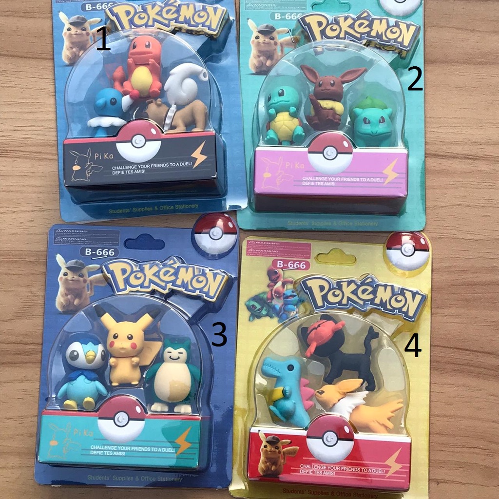 

PENGHAPUS POKEMON SET 3 PCS ERASER HAPUSAN READY MURAH GROSIR COD