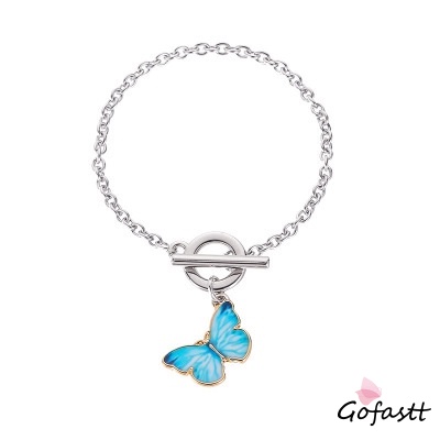 【CHECKOUT RP100】Gelang Kupu-kupu Biru Gelang Rantai Gerhana Aksesori Busana Wanita Korea G-3