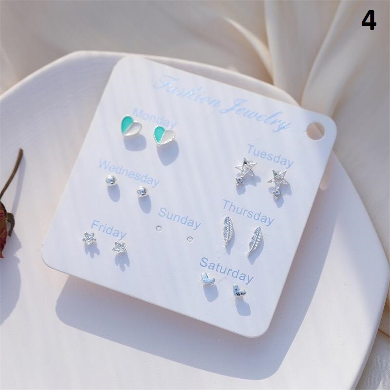 ⭐ JKTMART ⭐Anting Aksesoris Fashion Mutiara Earrings Wanita 6 Pasang Tusuk Simple COD A022-MOTIF 4