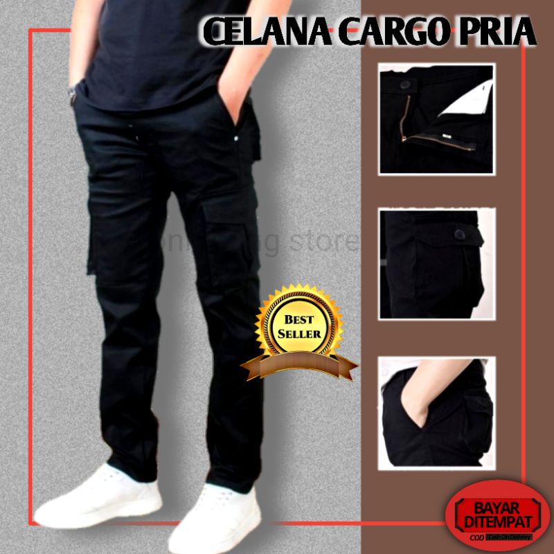 Celana Gunung Cargo Pria Panjang Kantong Banyak Kantong Samping  Size 27 sampai 38