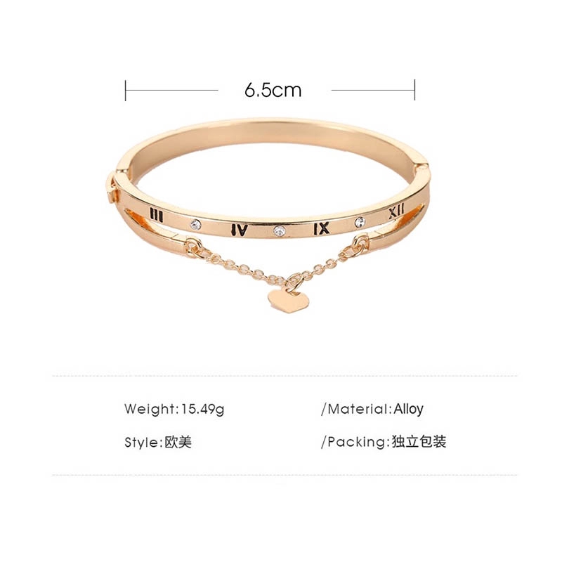 Gelang Wanita Rumbai Elegant Romawi Kristal Bangle Titanium Anti Karat Korea Perhiasan Aksesoris