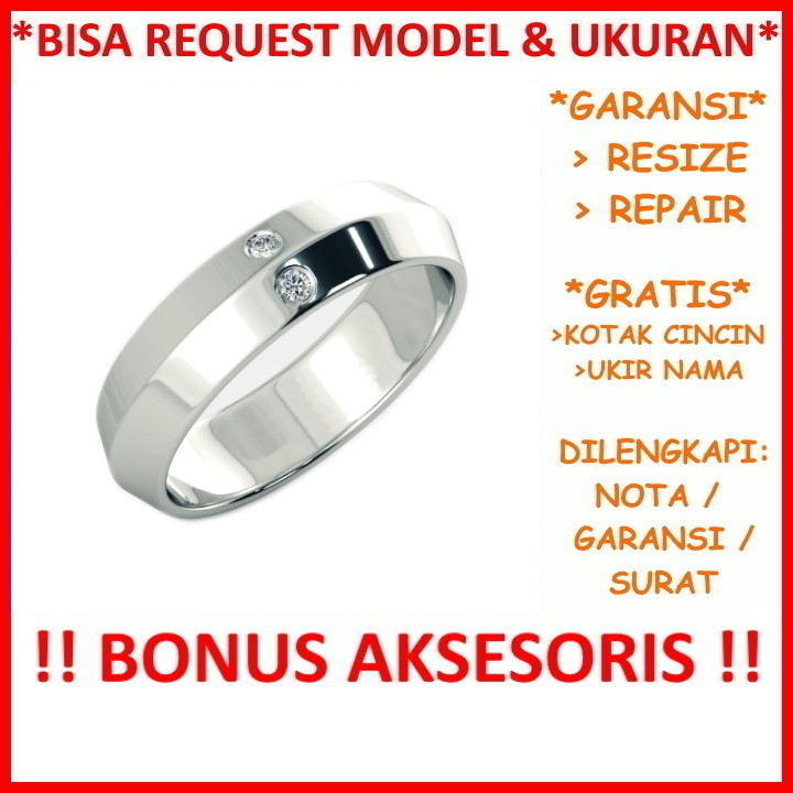 Gratis Tulis Ukir Nama Bisa Pesan Model Garansi Silver Asli Cincin Kawin Perak Nikah Tunangan Id414