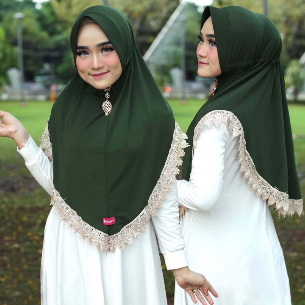 Jilbab Instan SERUT PRADA Renda Import Kerudung Instan Jersey Super Premium Pasar Hija'b