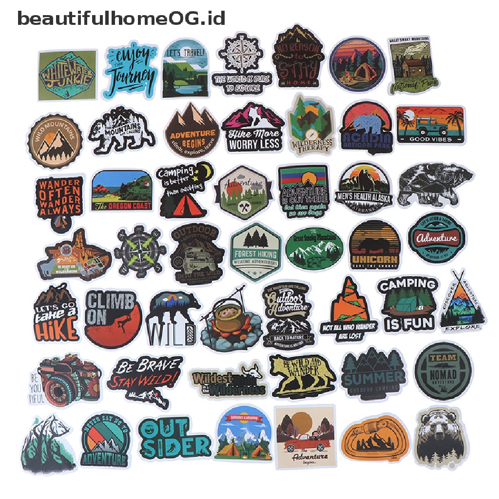 50 Pcs Stiker Motif Pemandangan Untuk Laptop / Koper