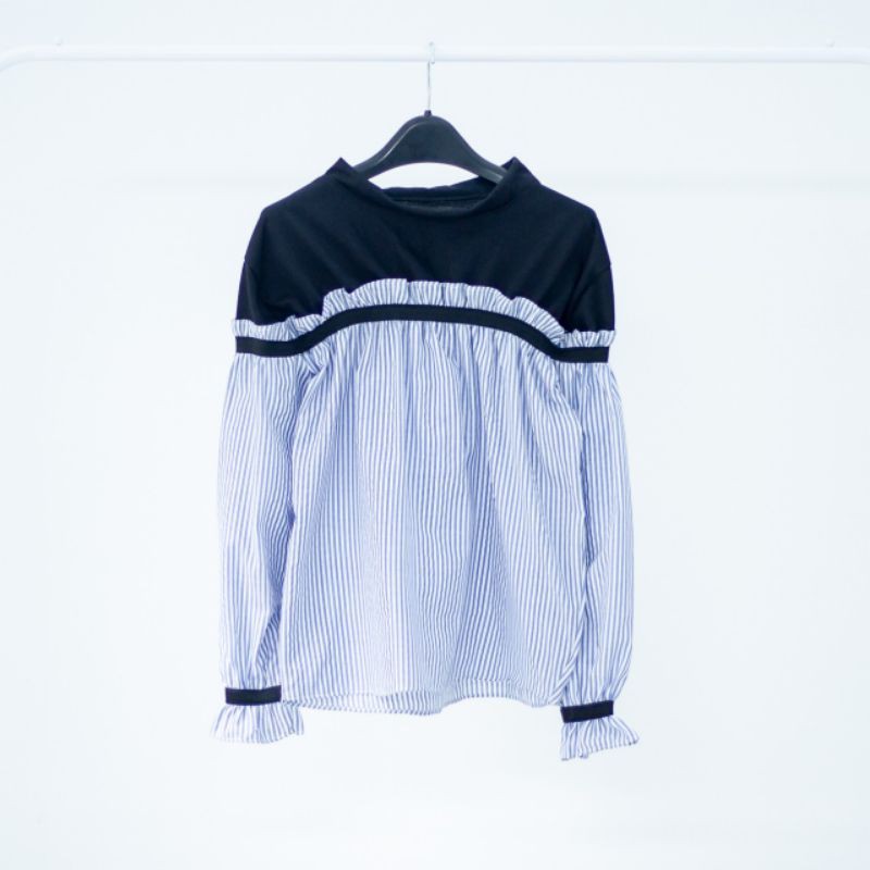 Sabrina blouse - blouse big size - blouse jumbo- atasan wanita -ukuran S-M-L-XL-2XL-3XL-Blue