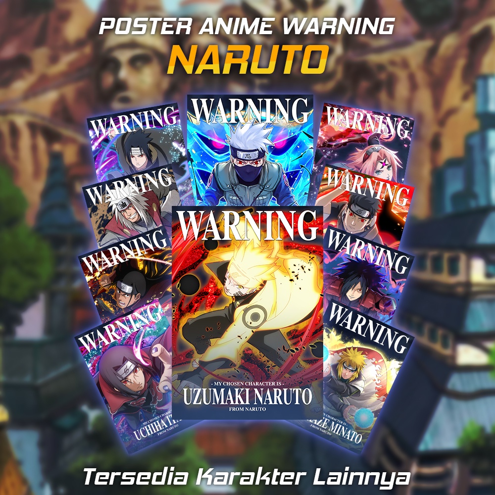 Poster Anime Warning Naruto -  SIZE A5 A4 Termurah Shopee (Bebas Custom)