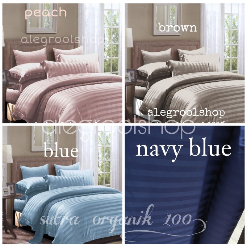 PROMO!!SPREI SUTRA ORGANIK GARIS TERMURAH DI SHOPEE