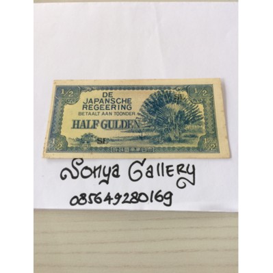 uang kuno, uang lama, uang penjajahan jepang, 1/2 gulden, half gulden