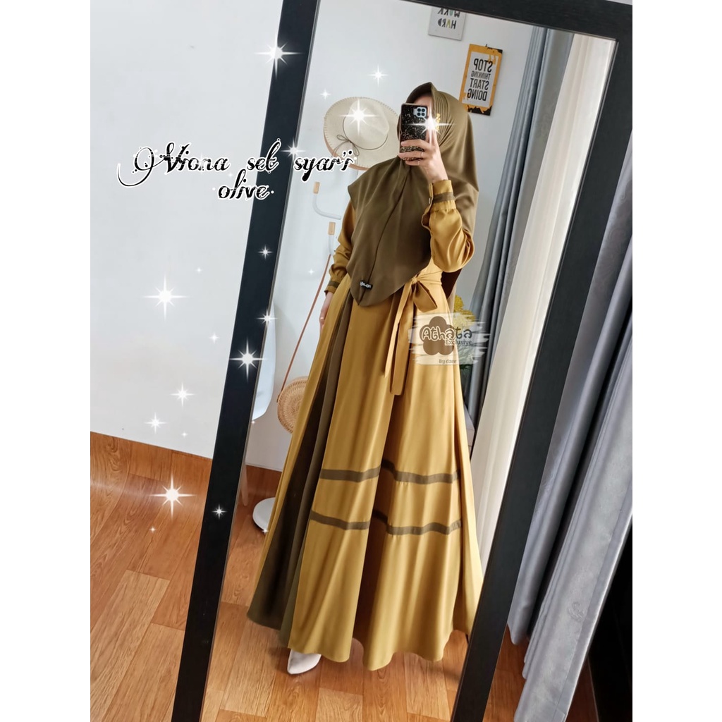 Viona Set Syar'i/ Gamis Terbaru Original Athata Exclusive/ Gamis Busui Matt Ity Crepe