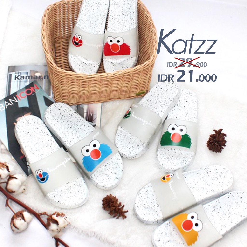 KATZZ Sandal KOKOP Wanita Karet PCU Karakter ELMO Lucu dasar putih [SWALLOW X KATZZ F 01]