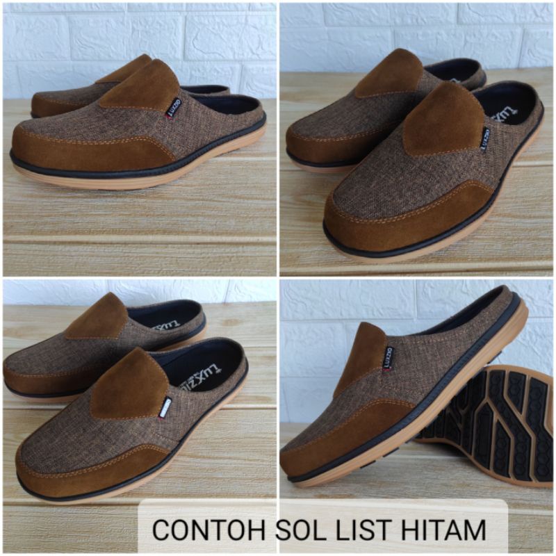 Bustong Pria Kulit Sintetis Premium Kasual Slip On Cowok Sol Karet Lentur Suede