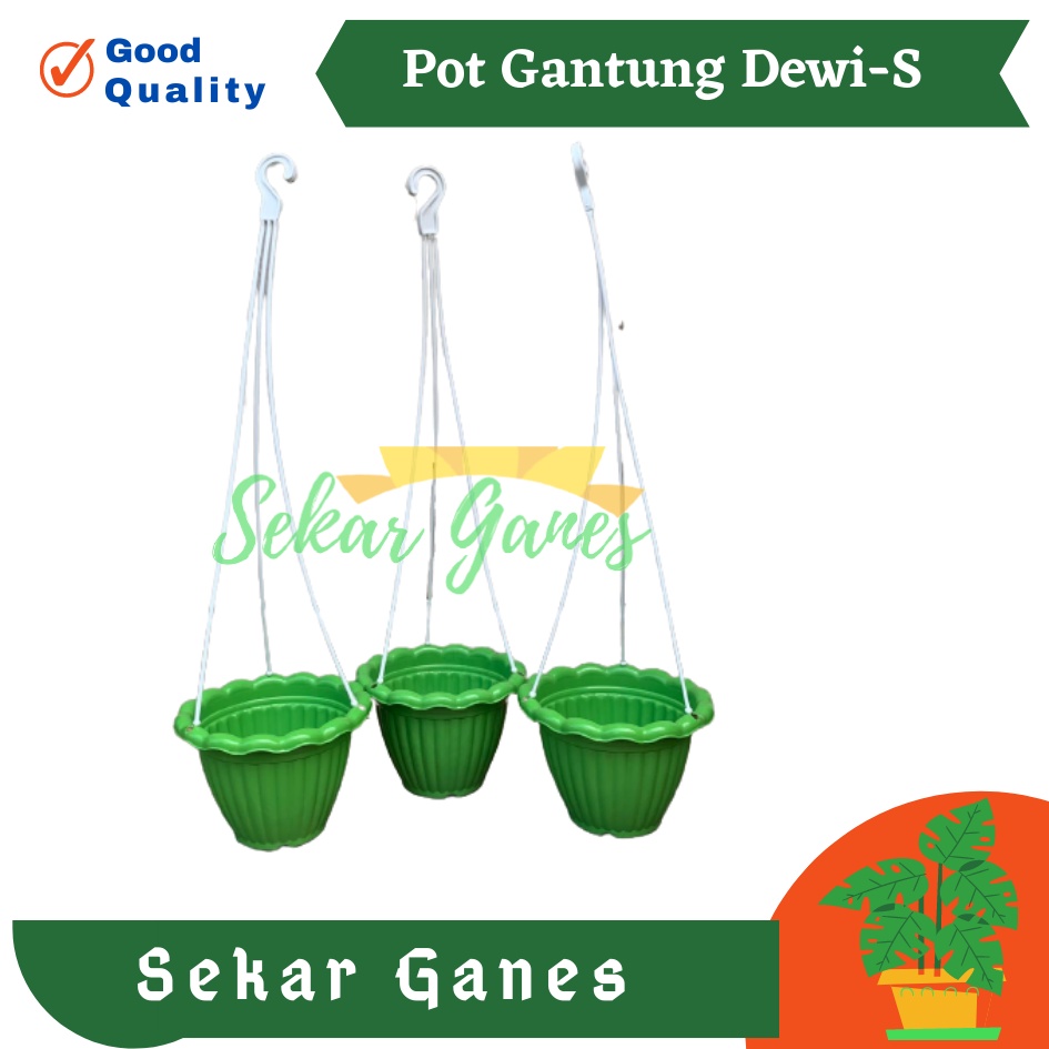 Sekarganes Pot Gantung Dewi S hijau bunga Plastik pot gantung renda tanaman