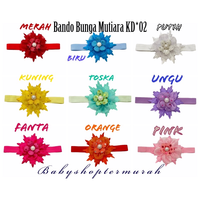 Bandana bayi / bando baby dengan Bahan Renda Elastis dan Hiasan Bunga untuk Perempuan