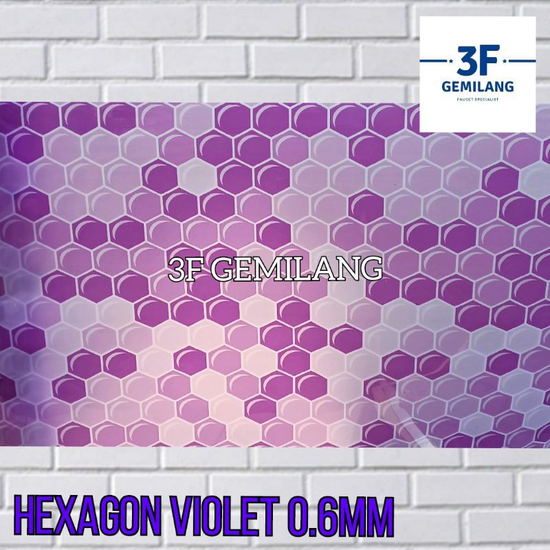 Fiber Plastik Penutup Pagar 60 Motif HEXAGON VIOLET Meteran