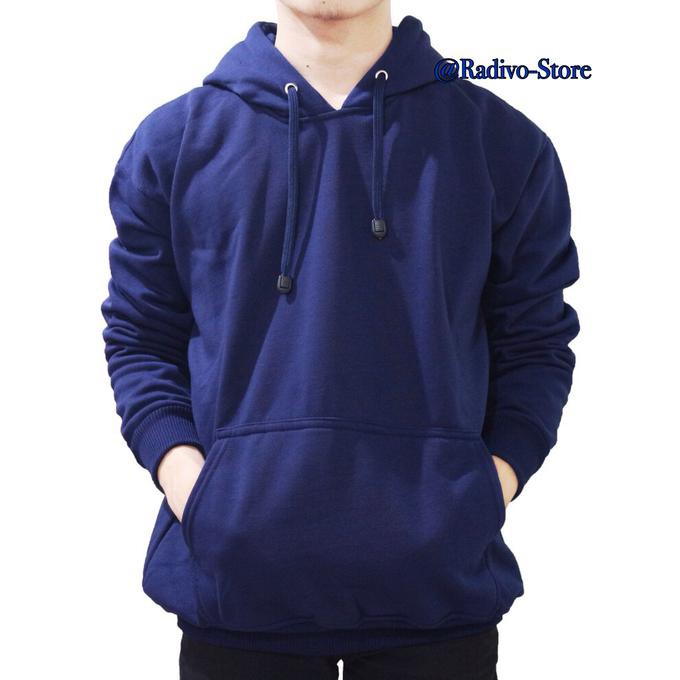 Jaket Hoodie Jumper Polos Biru Dongker - Hijau Tosca, M