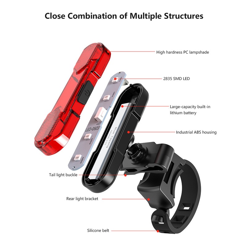 Lampu Belakang Sepeda Mtb 4 Mode Ultra Terang Anti Air Usb Rechargeable