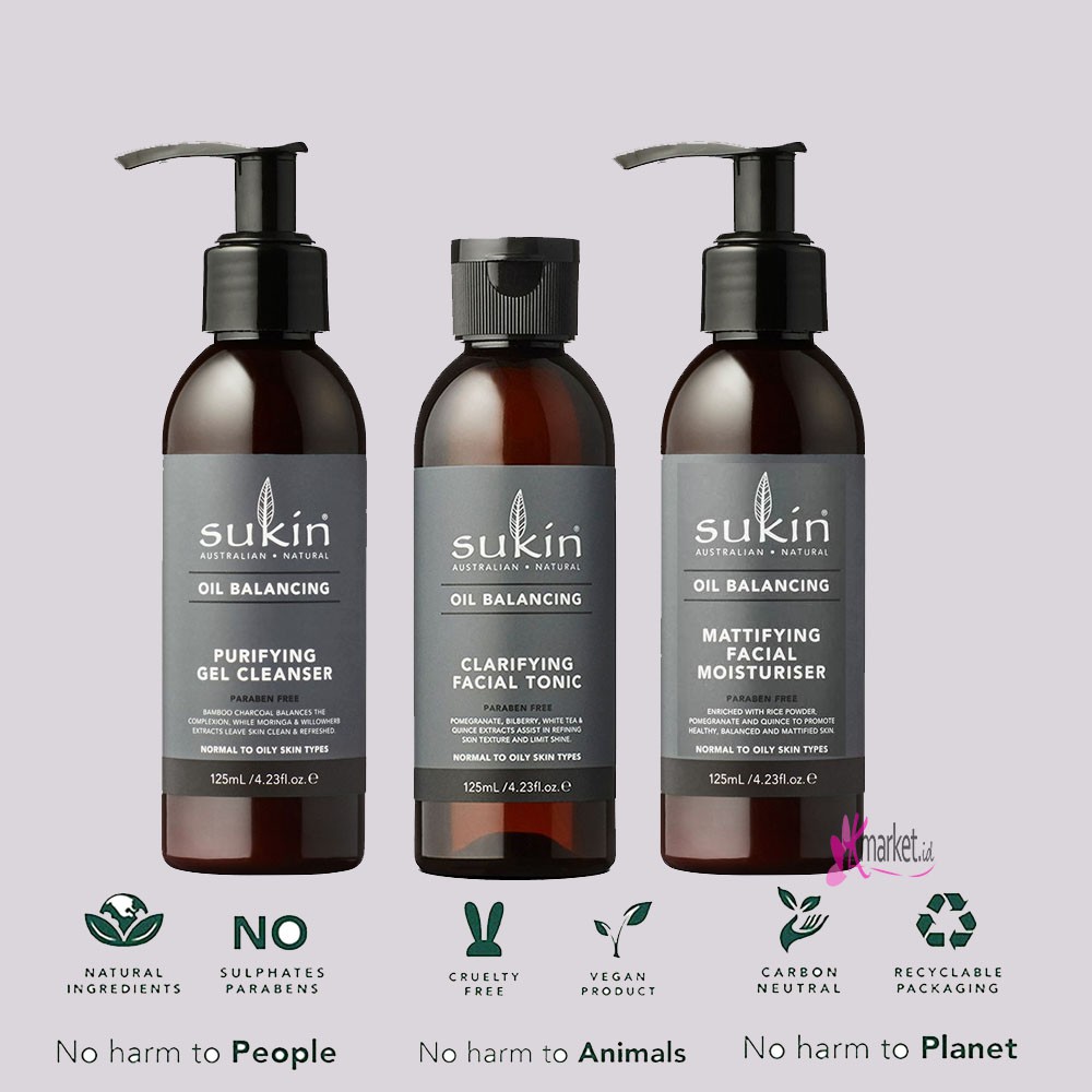 [BPOM] SUKIN Oil Balancing  [Tonic |  Moisturiser | Cleanser ]