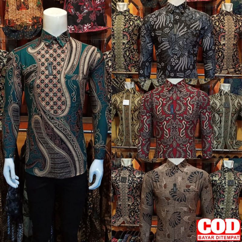 KEMEJA BATIK PRIA LENGAN PANJANG SIZE M L XL XXL  BSWART BatiK HRB026 Kenongo Hem Panjang Padi