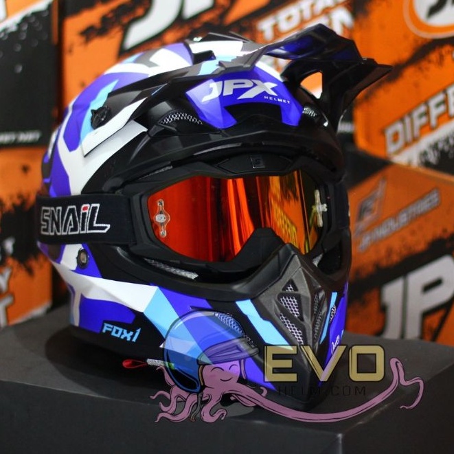 HELM JPX CROSS_FOX1 SERI X29 - BLACK DOFF + GOOGLE SNAIL (ONGKIR 2 KG) HELM JPX TERBARU