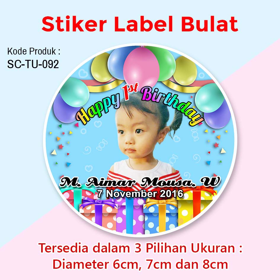 Stiker Label Ulang Tahun Anak Tumpeng Mini Sticker Souvenir Pakai Foto Shopee Indonesia