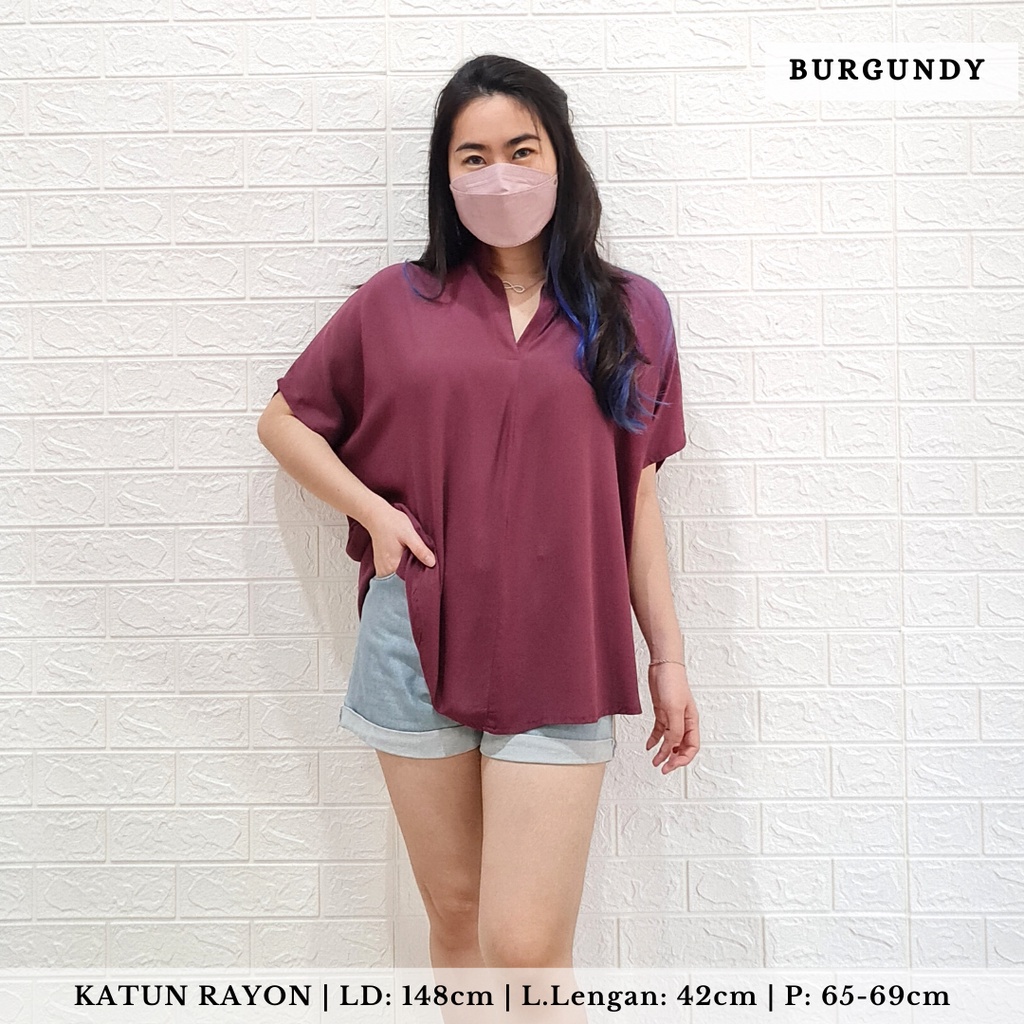 2904 CARITA OVERSIZE TOP BLOUSE BIGSIZE JUMBO FELICIA BLOUSE-PLUM/BURGUNDY